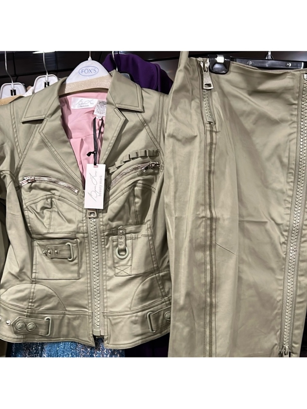 Green Jacket & Skirt Set - Two-Piece